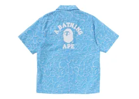 leatherette Bape Abc Sea Surface Camo Open Collar S/S Shirt Blue