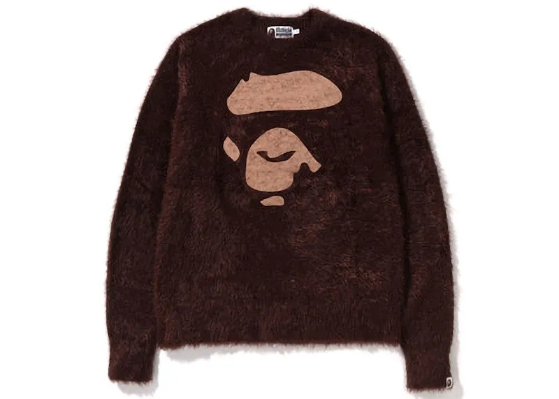 Bape Ape Face Knit Brown windproof Elasticated