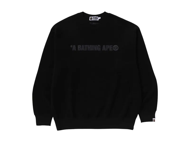 Bape Bathing Ape Logo Relaxed Fit Crewneck Sweatshirt Black velcro Beadwork