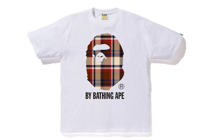 Bape Check By Bathing Ape Tee White/Red Wool blend