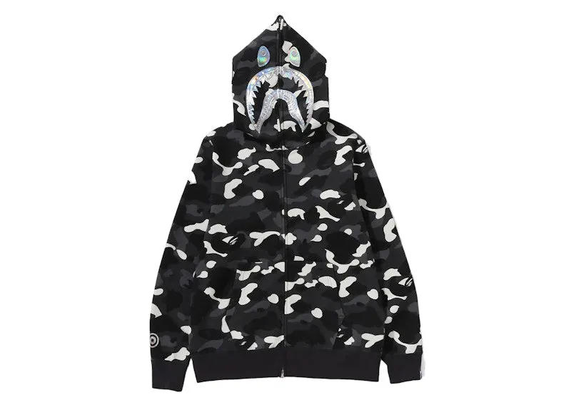 Minimalist Bape City Camo Shark Full Zip Hoodie (Ss24) Black