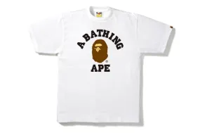Linen blend Anti Wrinkle Bape College Tee White