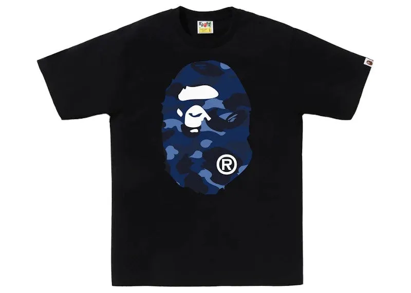 Bape Color Camo Big Ape Head Tee Black/Navy High - quality