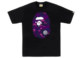 Bape Color Camo Big Ape Head Tee Black/Purple Embossed Pattern Water Resistant
