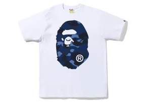 Bape Color Camo Big Ape Head Tee White Blue Cold resistant