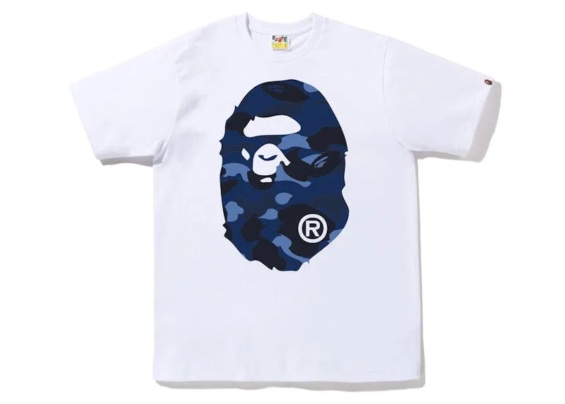 Bape Color Camo Big Ape Head Tee White Blue Faux Leather