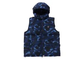 Bape Color Camo Down Vest Navy collar Solid Color