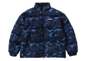 Bape Color Camo Reversible Down Jacket Navy Trendy Sophisticated Look
