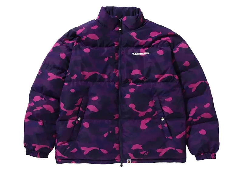 quick - drying Bape Color Camo Reversible Down Jacket Purple