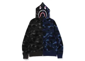 Multipurpose Chic Design Bape Color Camo Separate Shark Fz Hoodie Black/Navy