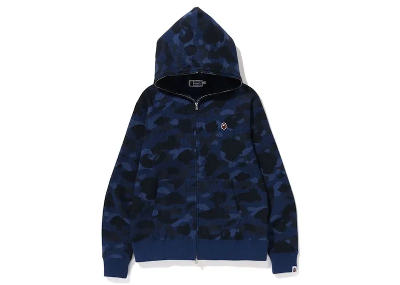 Bape Color Camo Thermal Full Zip Hoodie Navy Hooded