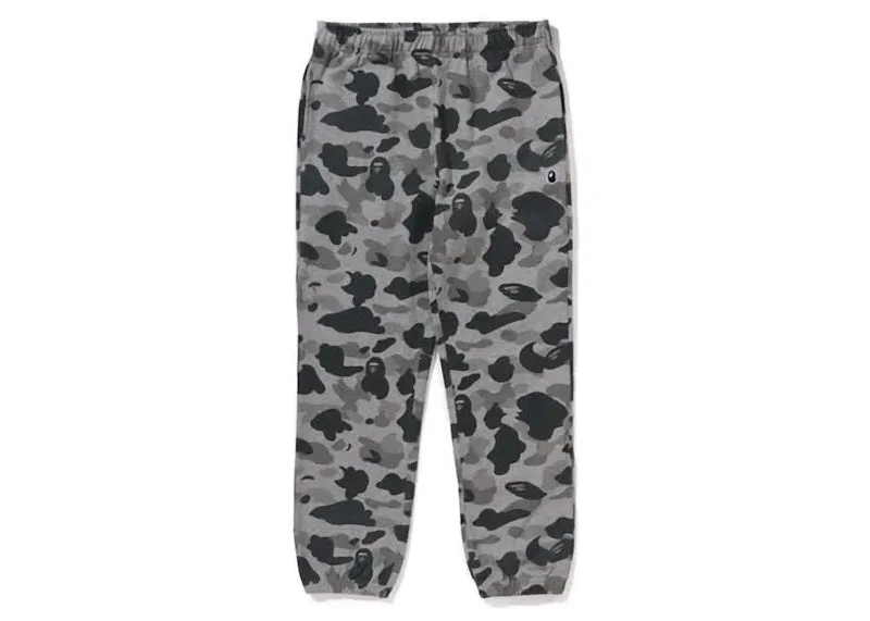 Bape Heather Gray Camo Sweatpants Gray Non Stretchable