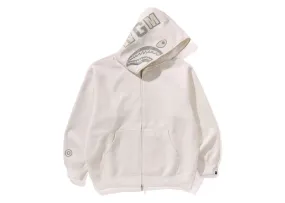 Bape Line Camo Quilted Shark Relaxed Fit Full Zip Hoodie Ivory Checked Pattern