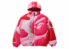 Exquisite Bape Mega Abc Camo Detachable Hoodie Puffer Down Jacket Pink