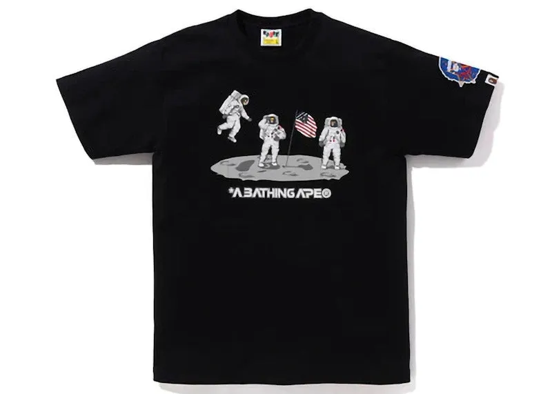 Bape Moon Landing Tee Black suede look
