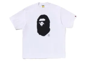 Bape Pixel Ape Head Relaxed Fit Tee White Comfortable Collar