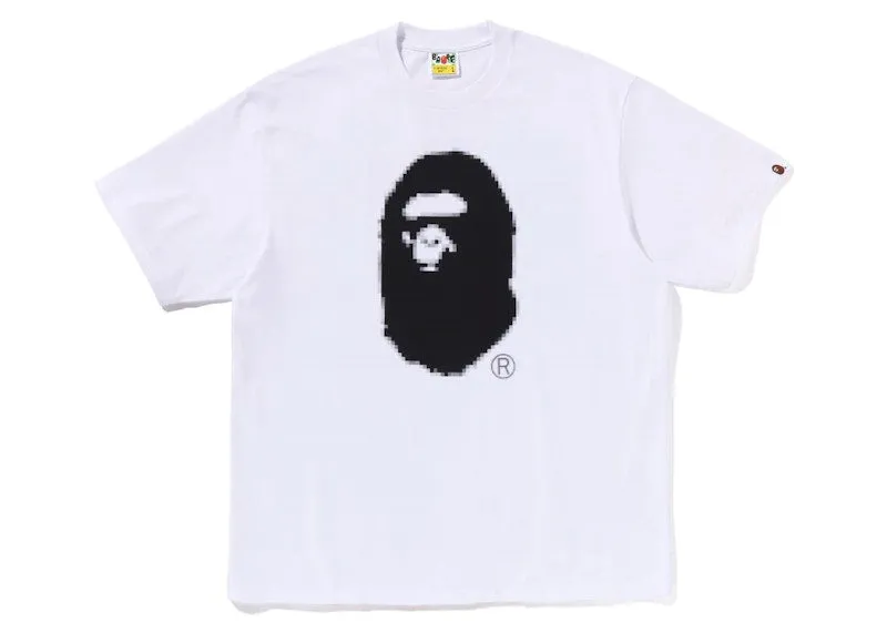 Roll-Up Studded accents Bape Pixel Ape Head Relaxed Fit Tee White