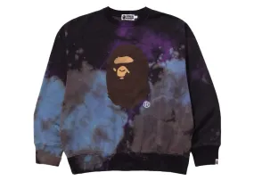All Day Comfort Bape Tie Dye Ape Head Relaxed Fit Crewneck Sweatshirt Black
