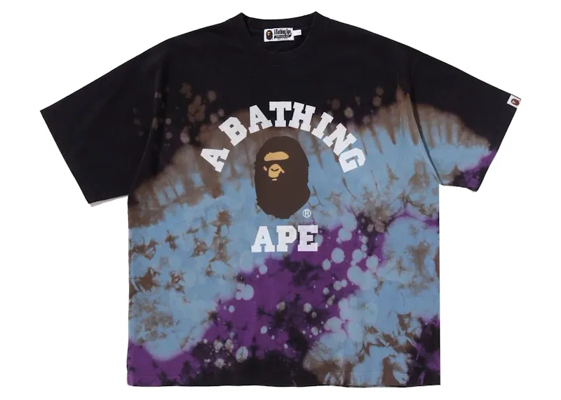 Bape Tie Dye College Relaxed Fit Tee Black Skinny Fit