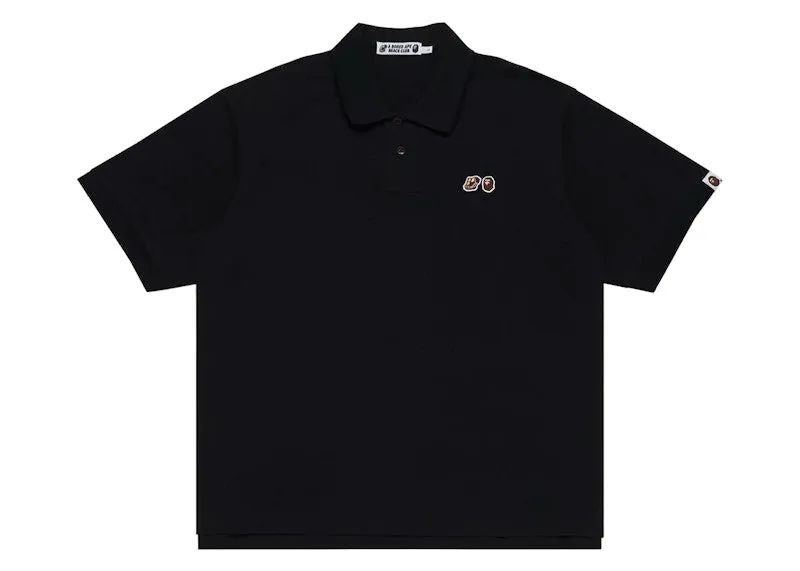Welted Ribbed edge Bape X Bored Ape Yacht Club Polo Shirt Black