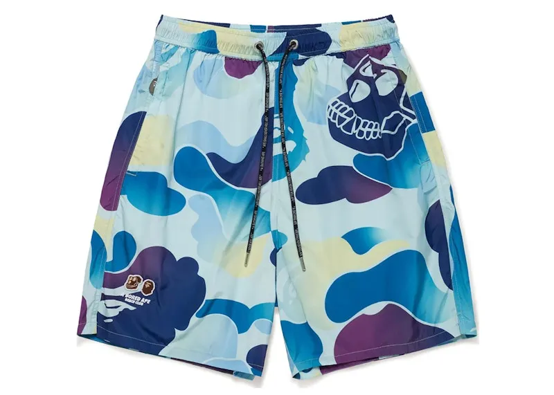 A-Line Digital Printing Bape X Bored Ape Yacht Club Water Shorts Blue