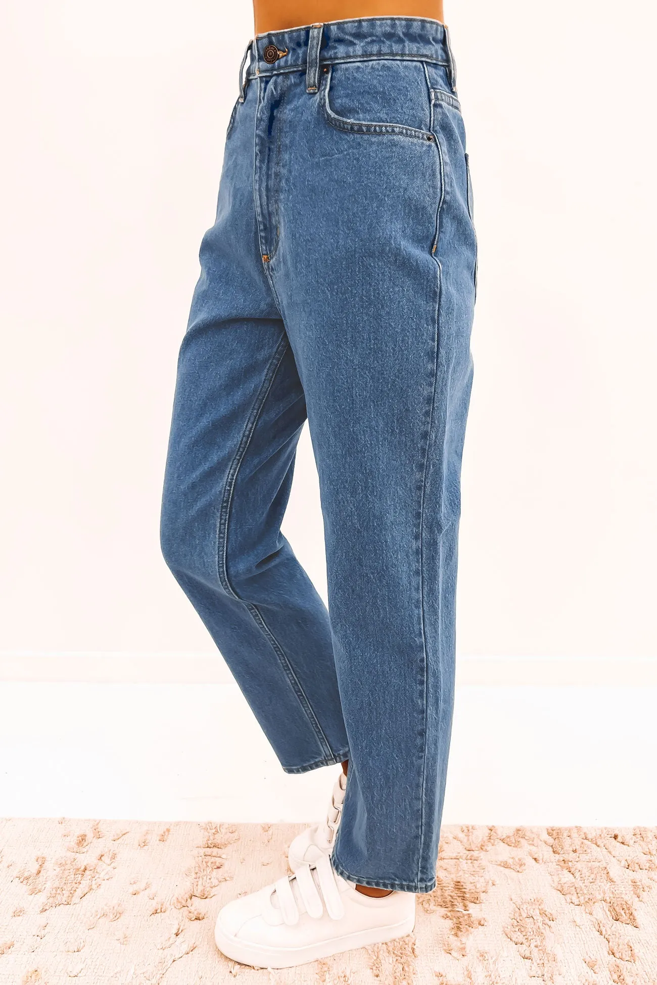High Straight Jean Cosmic Indigo Plain style Comfort Stretch Technology