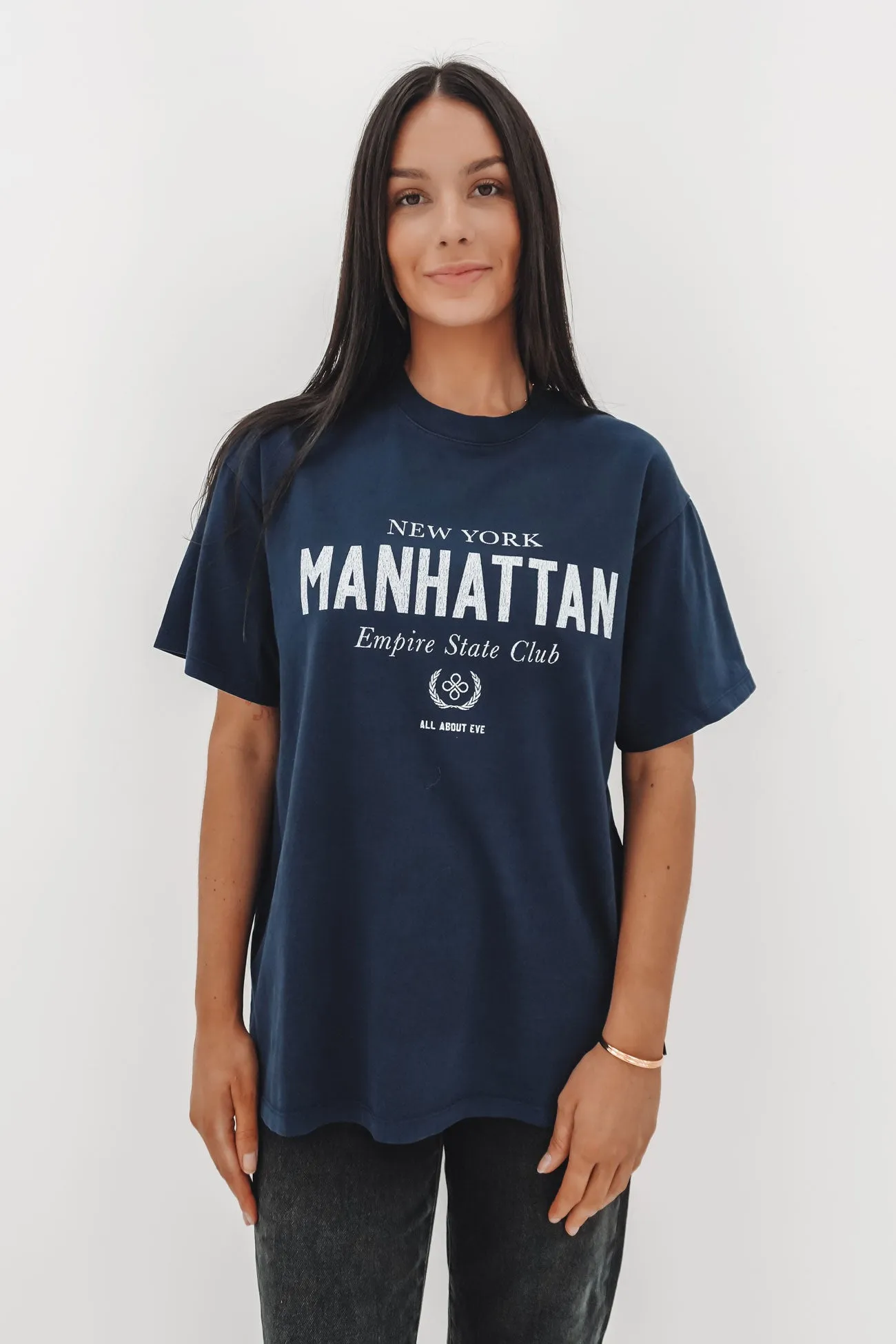 Lightweight Layer Beach Outfit Manhattan Oversized Tee Navy
