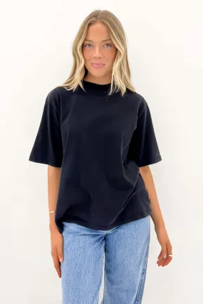 Basic Oversized Tee Washed Black Breathable mesh panel