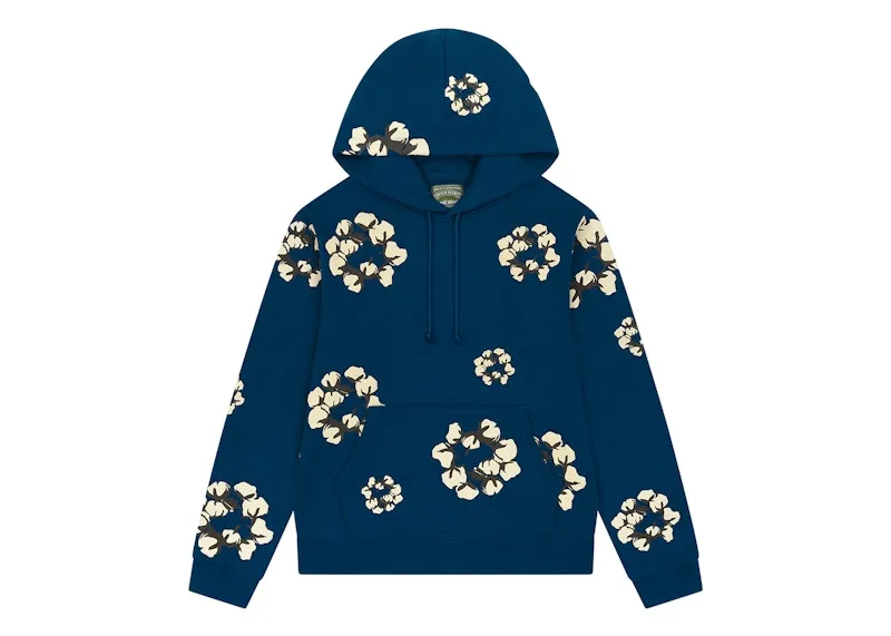 Seamless construction Welted Denim Tears X Cpfm Cactus Tears Wreath Hoodie Navy