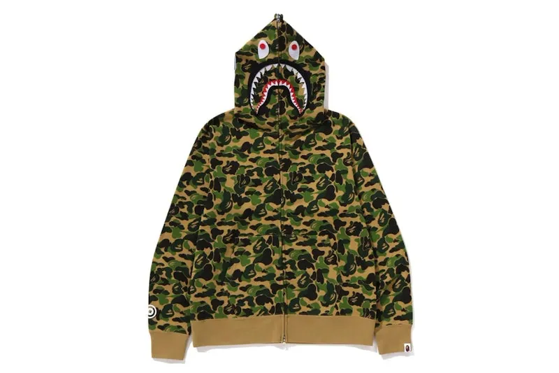 Bape Abc Camo Separate Shark Full Zip Hoodie Green Premium Craft Outdoor Wear