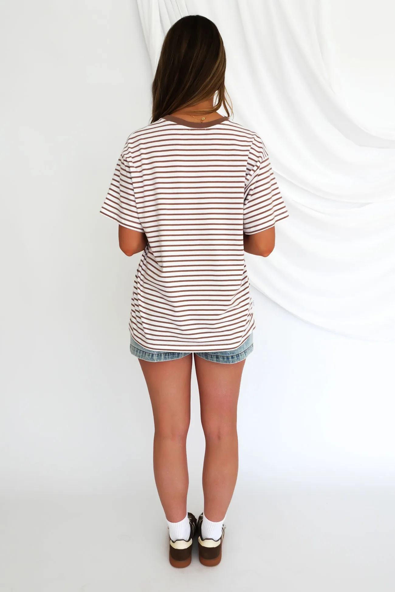 Casual Essential Wear Holiday Comfort Style Beau Stripe Tee Brown Stripe