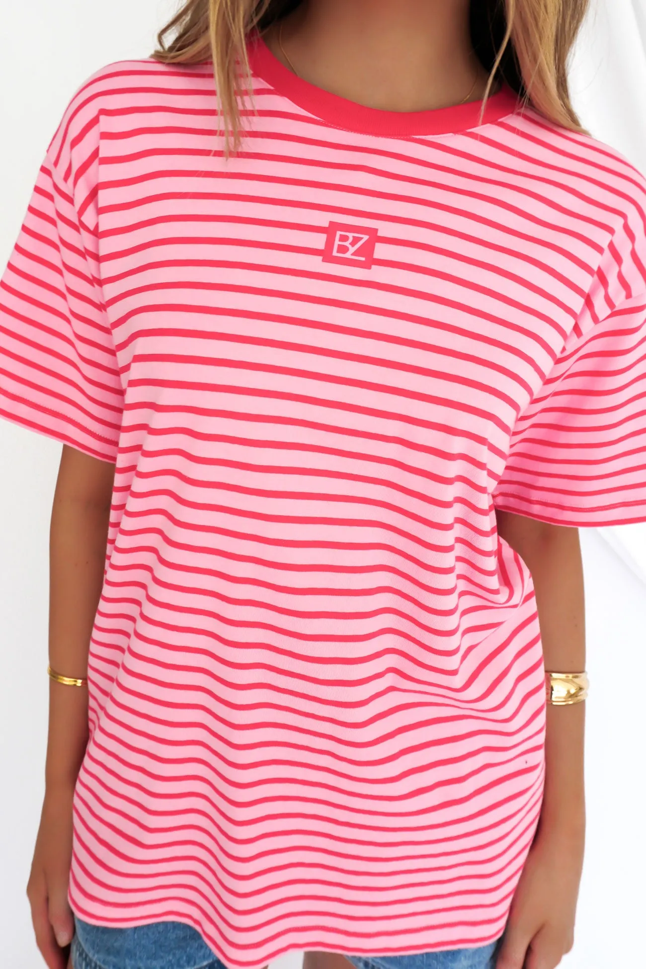 Beau Stripe Tee Pink Stripe Formal Elegance Soft & Smooth