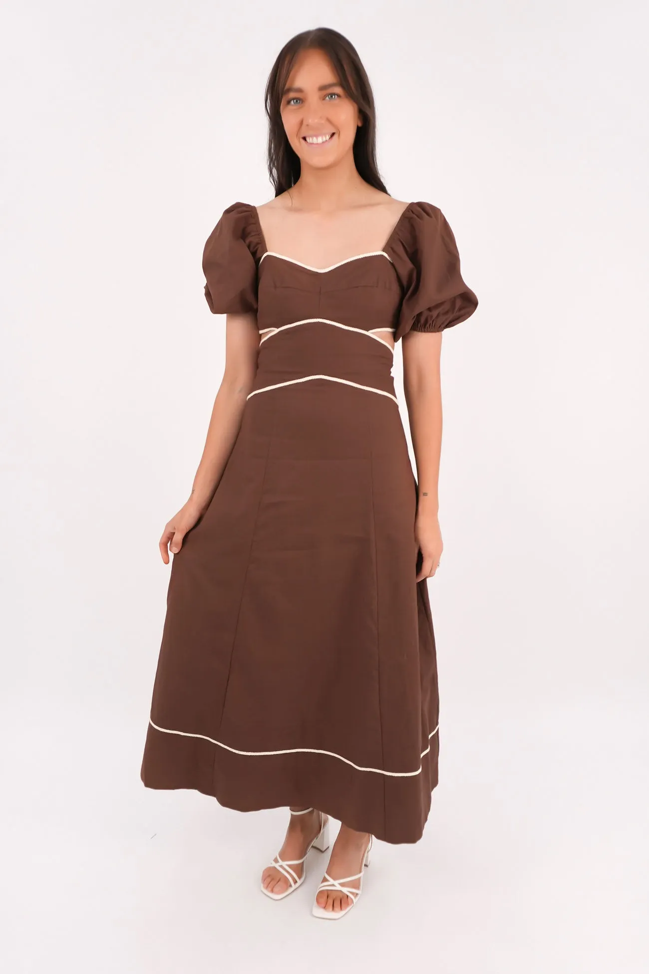 Perfect Wear Simple Form Becker Maxi Dress Chocolate