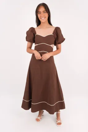 Becker Maxi Dress Chocolate Comfortable and Flattering