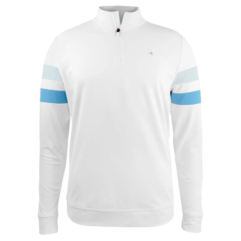 Glossy Finish Bell-Bottom Redvanly Men's Wilson 1/4 Zip Longsleeve - White