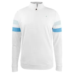 Glossy Finish Bell-Bottom Redvanly Men's Wilson 1/4 Zip Longsleeve - White