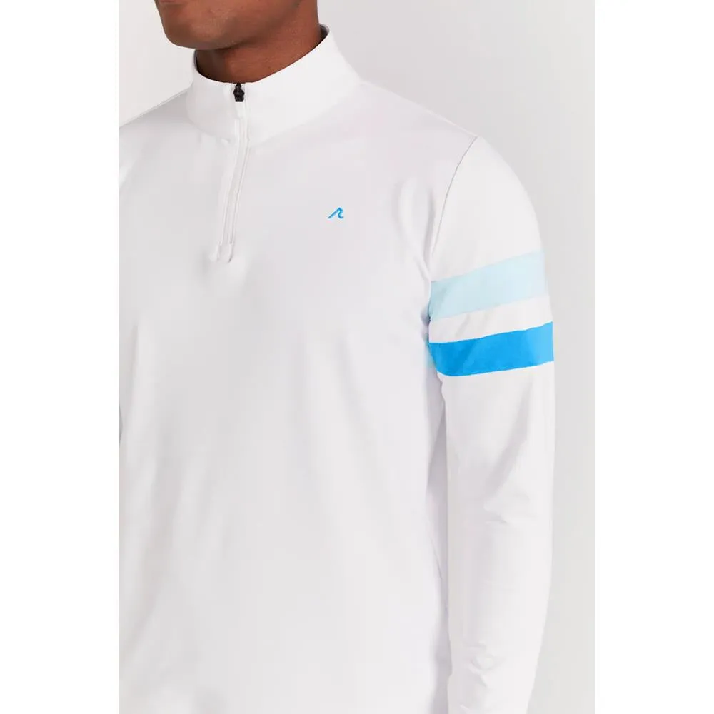 Bell-Bottom Redvanly Men's Wilson 1/4 Zip Longsleeve - White Elegant Appeal