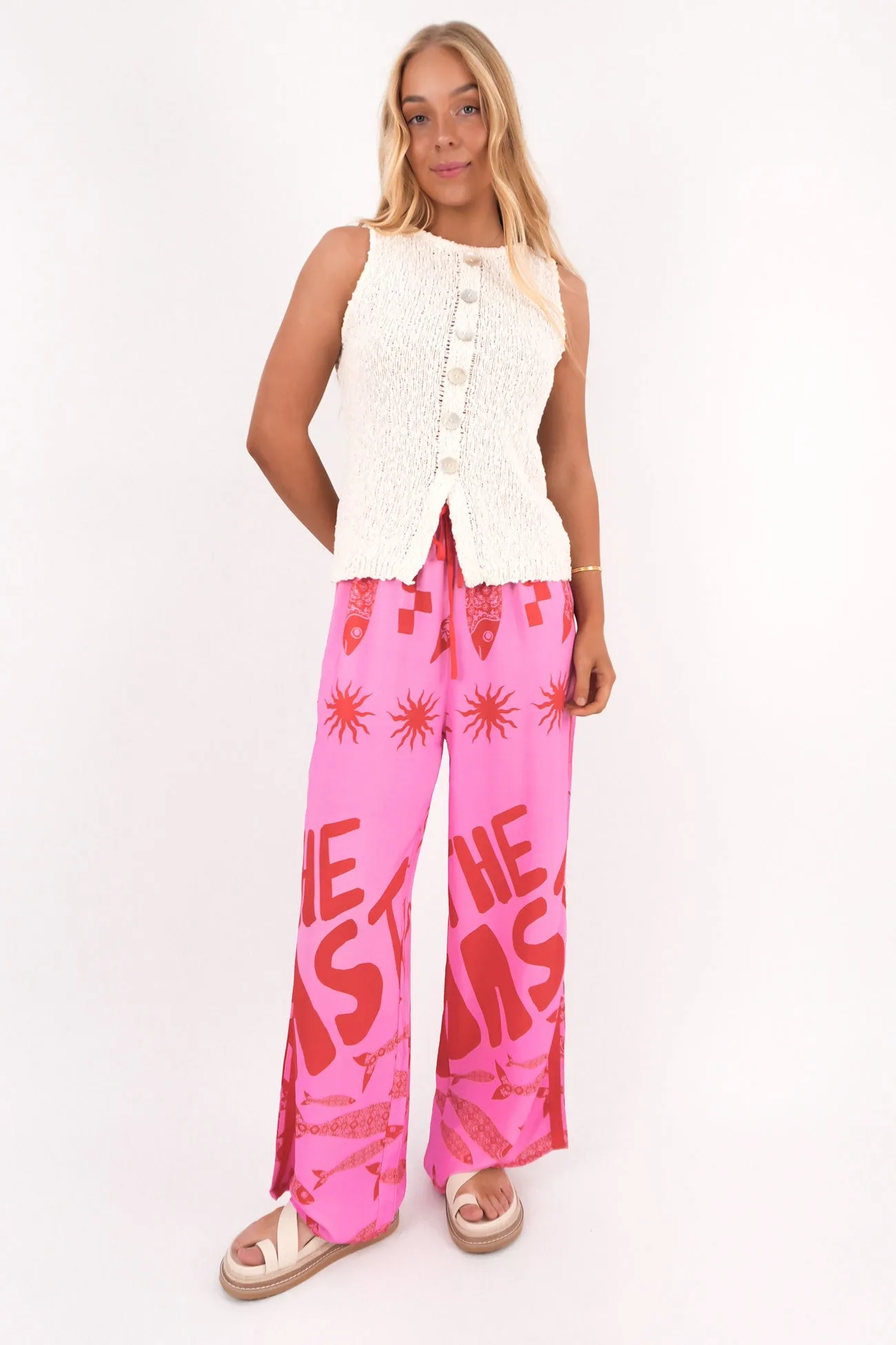 Belle Knit Vest White Section
