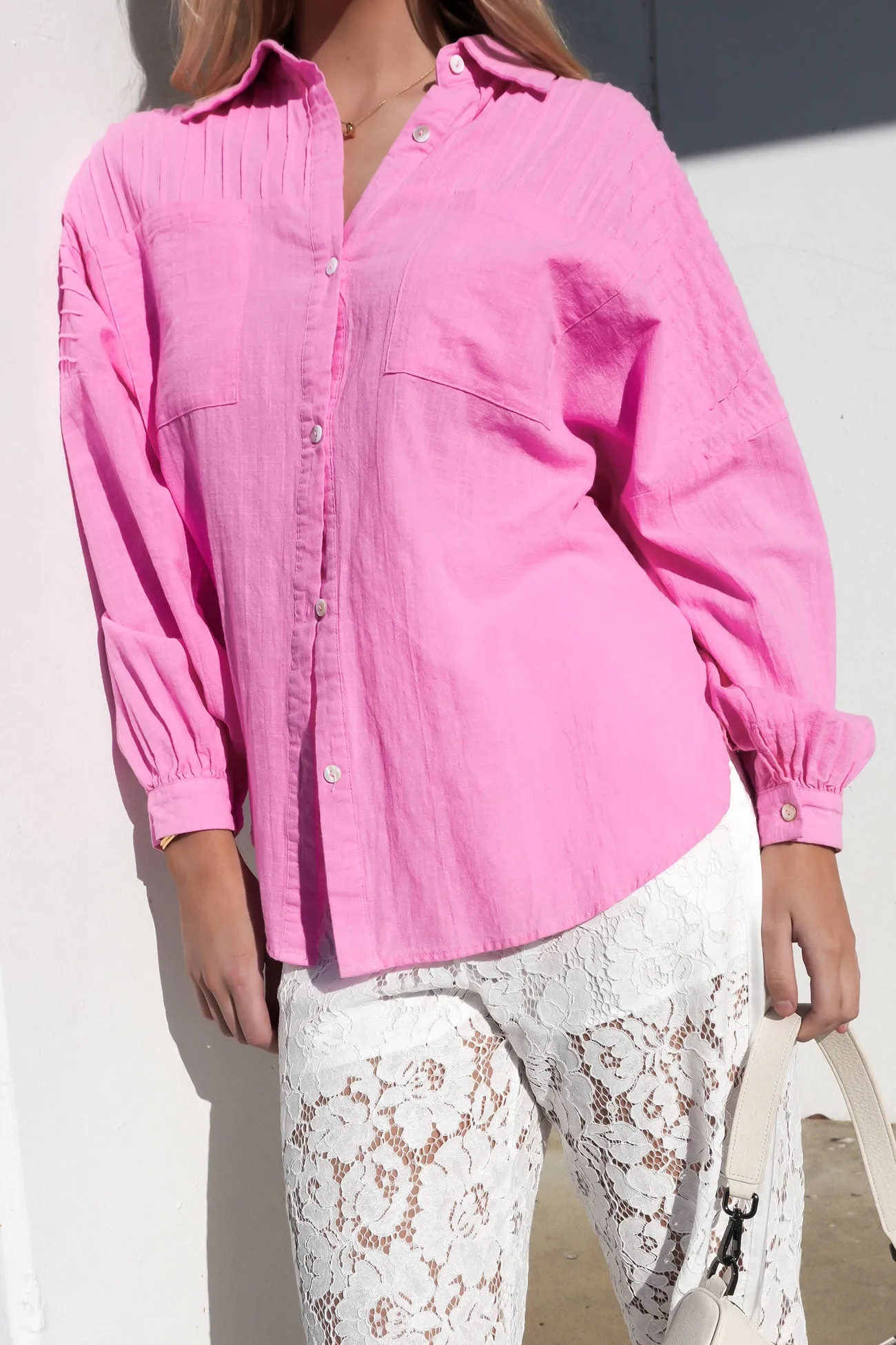 Oversized style Fashion Forward Belle Shirt Pink