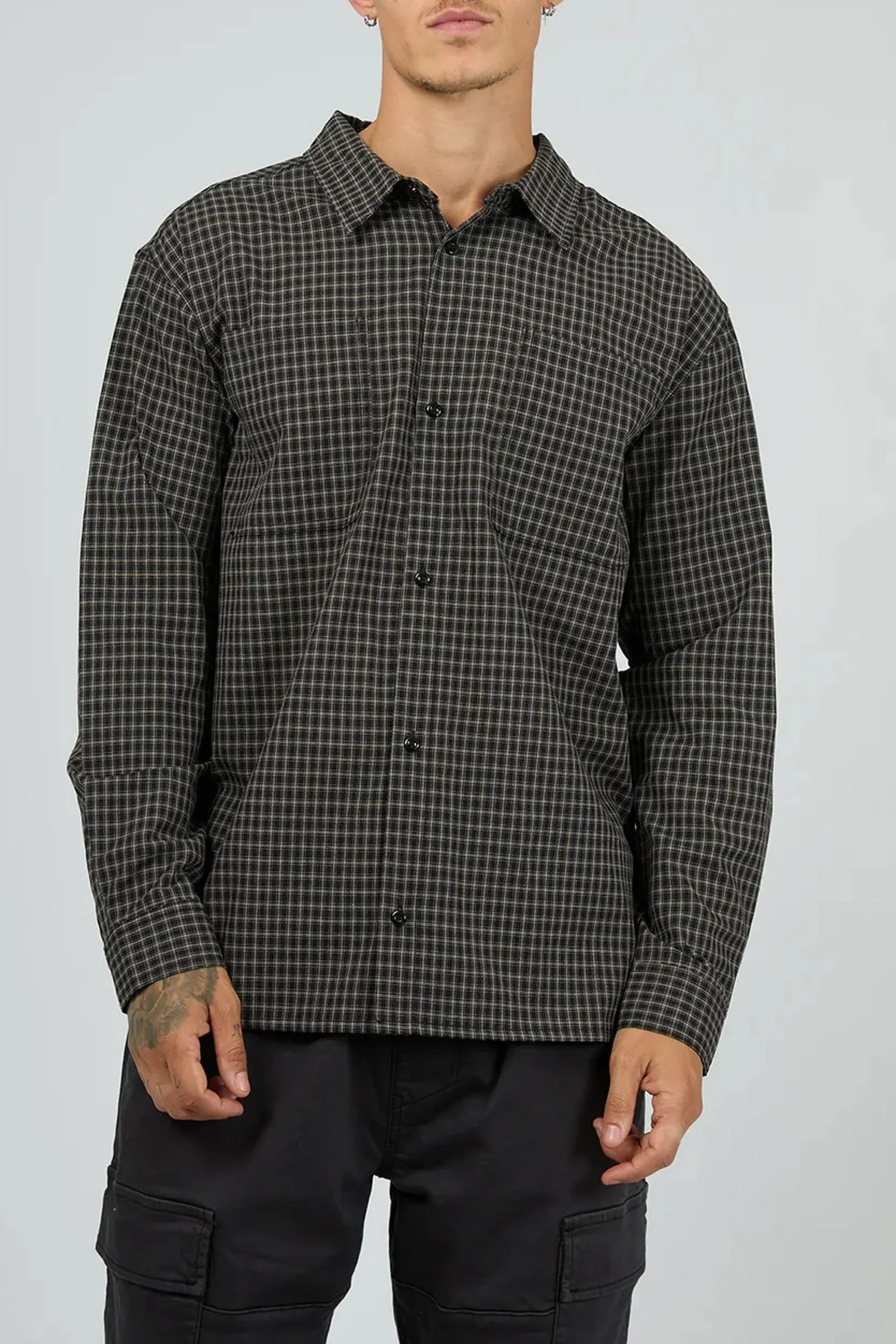Flexible Shoulder Construction Benton Long Sleeve Shirt Black