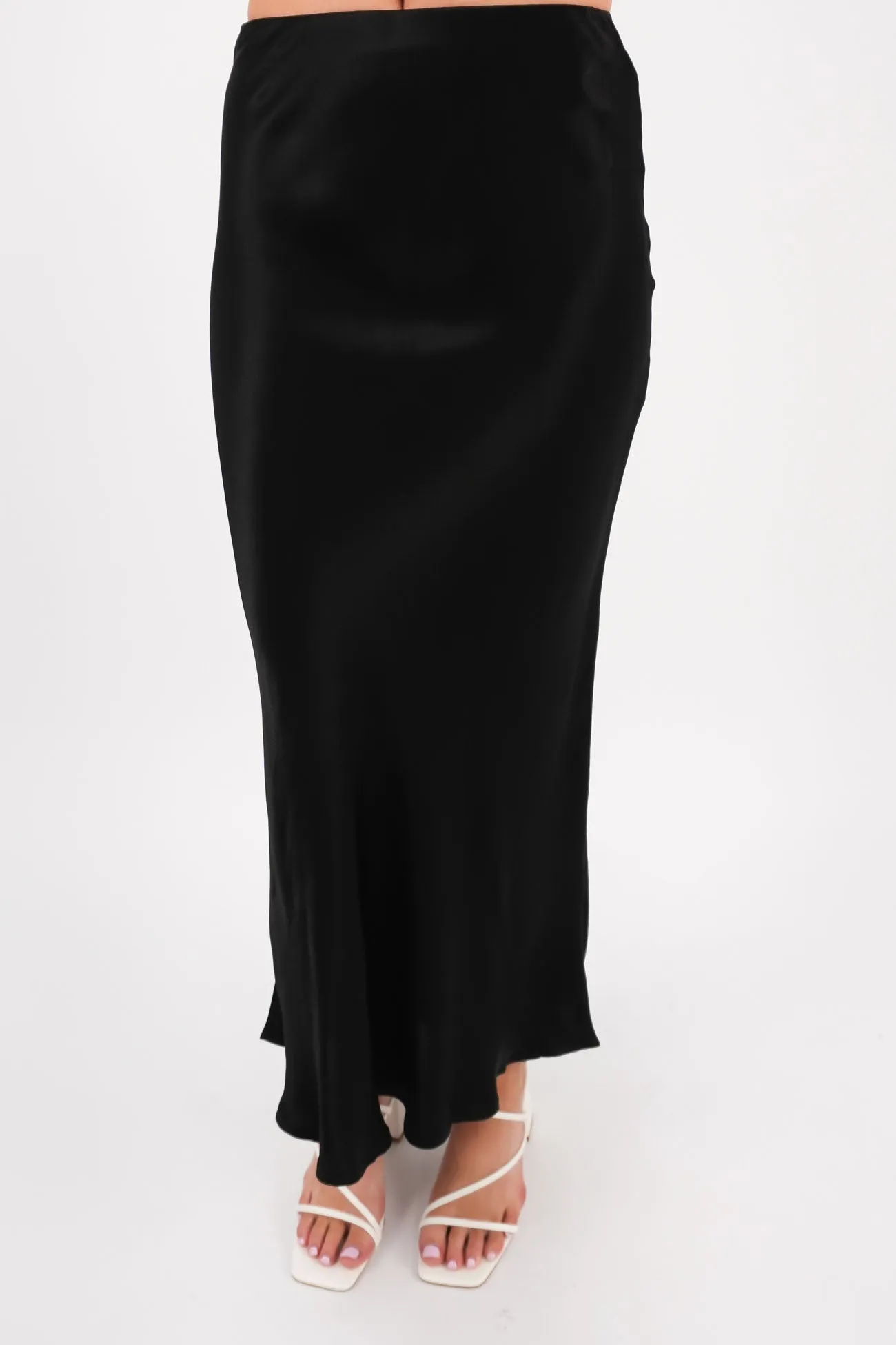 Lightweight texture Reinforced Hems Berlin Maxi Skirt Black