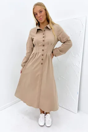 Bessie Midi Dress Tan Sharp Motion