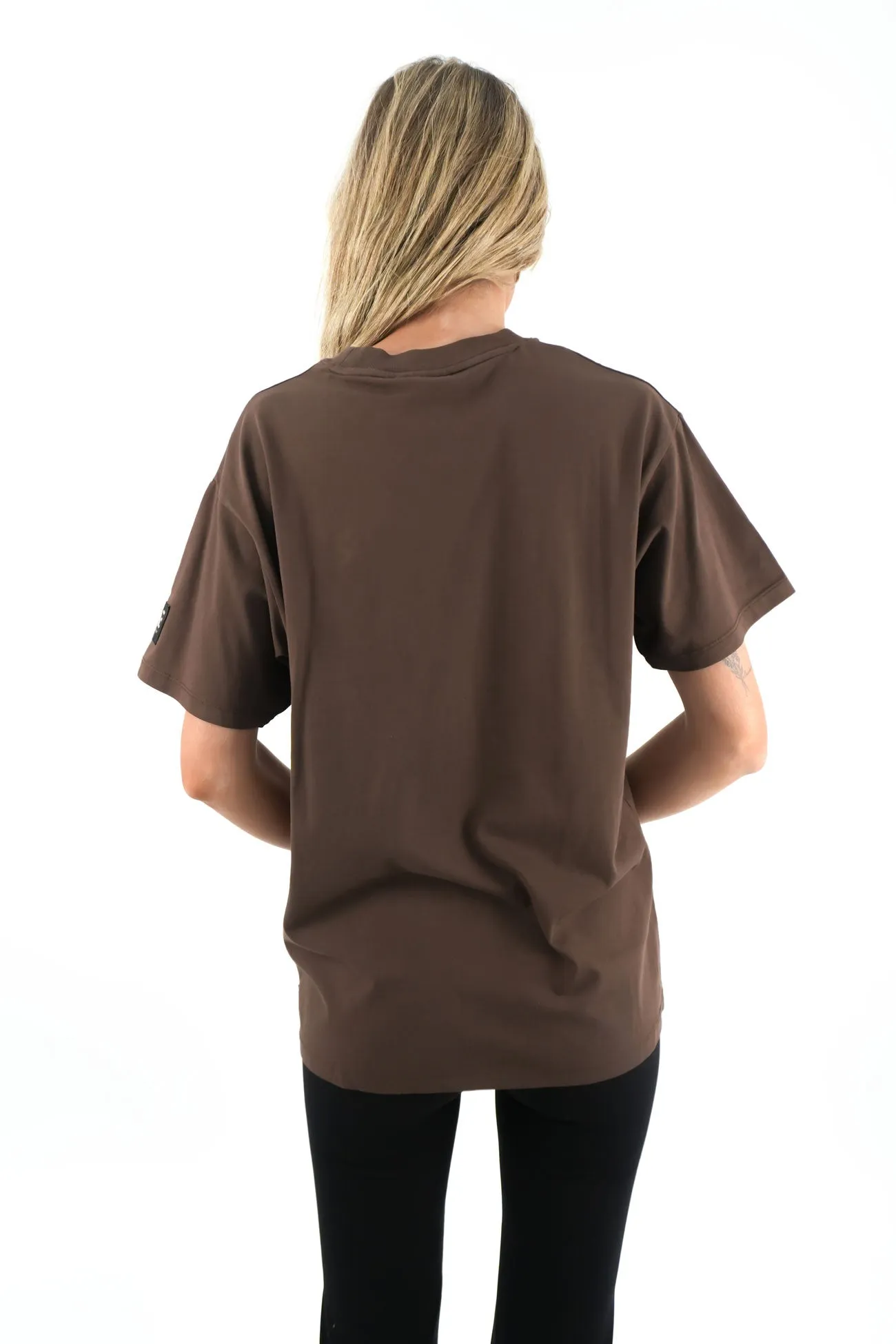 Chic Cut Dimensional Stability Weave Monogram Relaxed Tee Brown