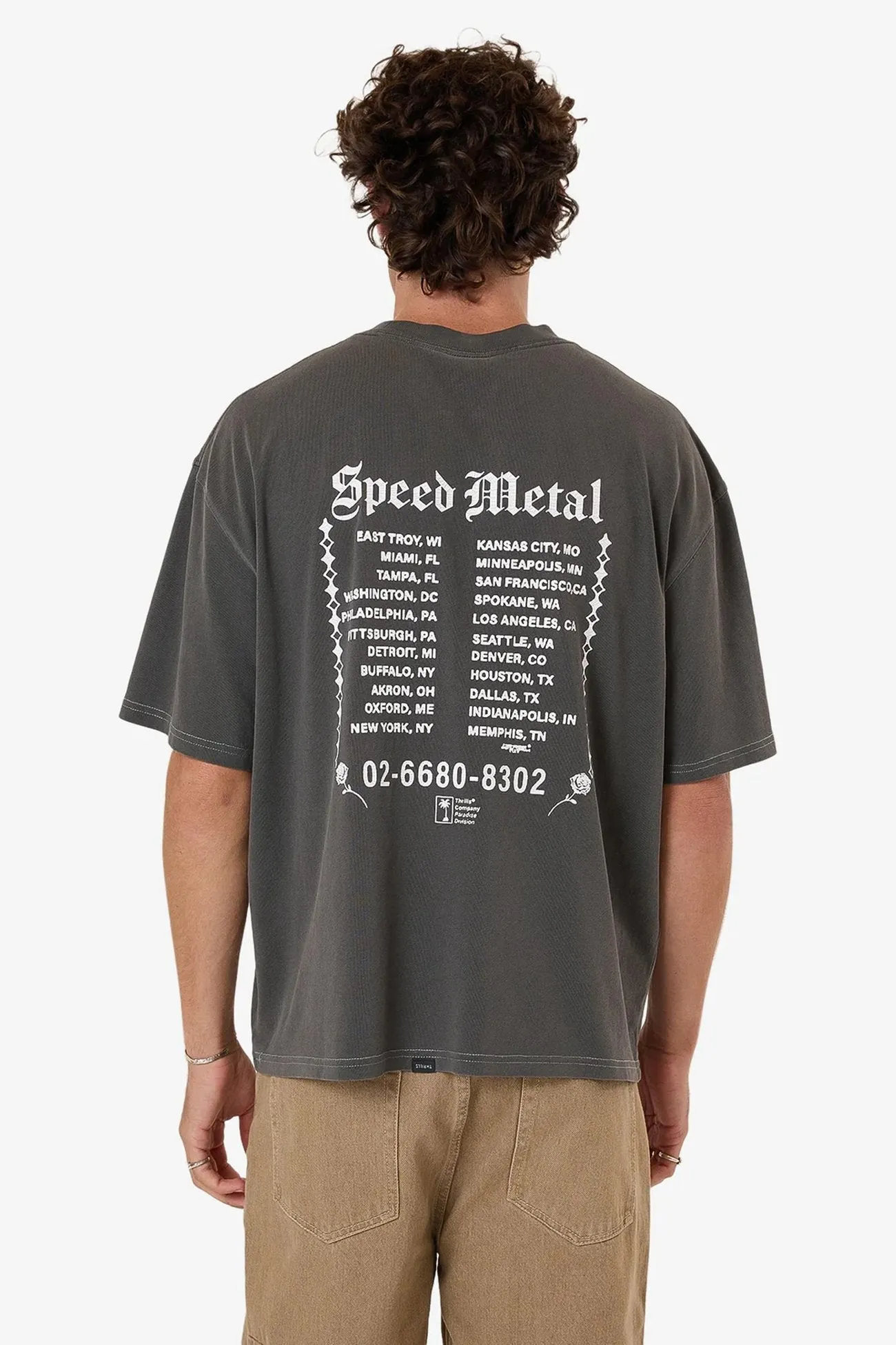 Seasonal Trend Relaxed Smart Bitter End Box Fit Oversize Short Tee Merch Black