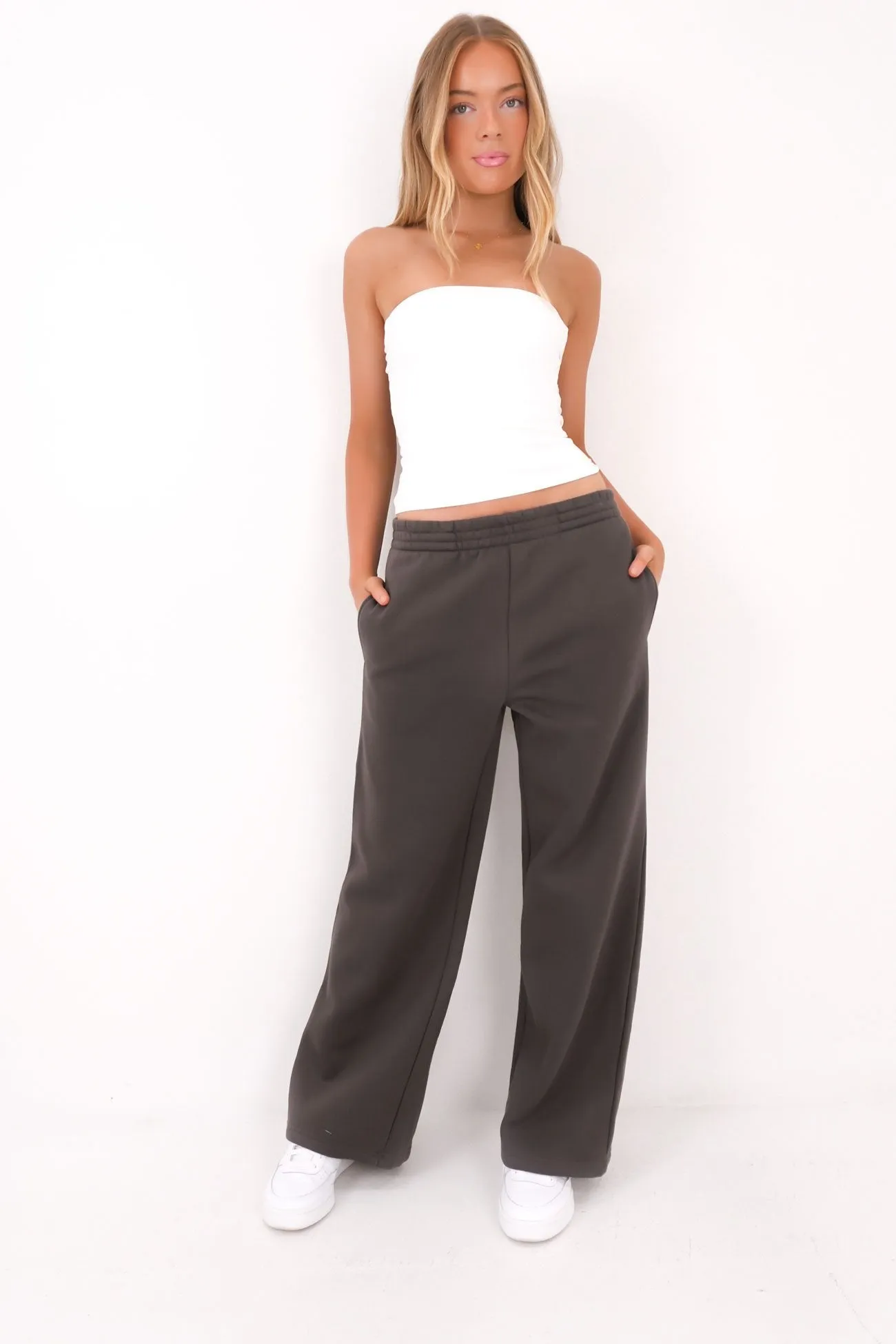 Blair Wide Track Pant Charcoal Quick Flex