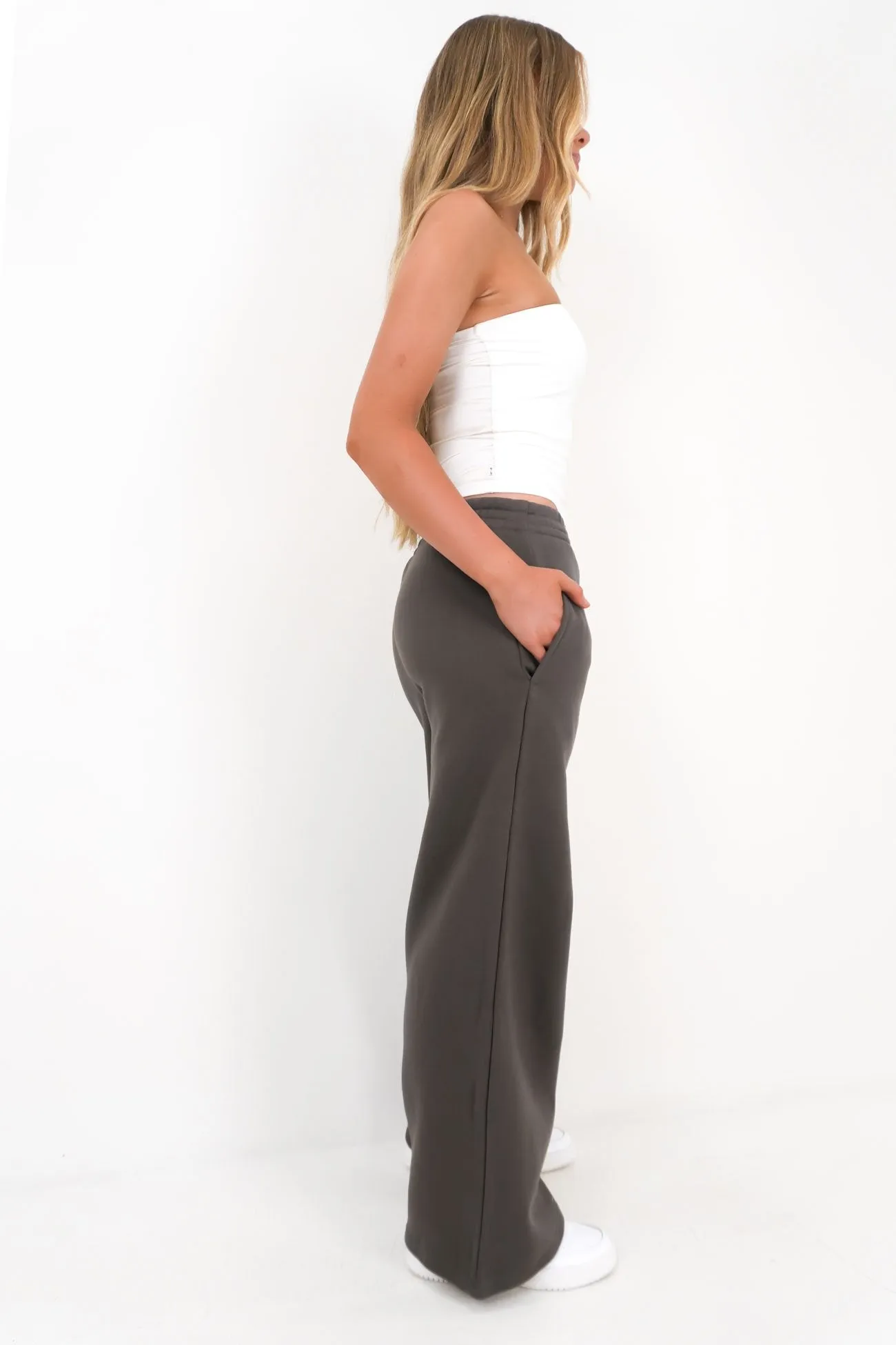 AntiStaticFinish Soft Touch Blair Wide Track Pant Charcoal