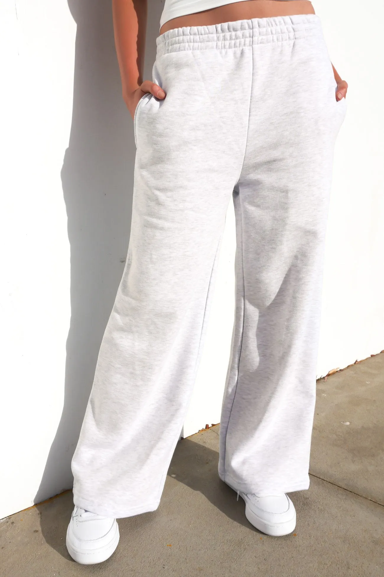 Layered Comfort Rubberized Hem Blair Wide Track Pant Snow Marle
