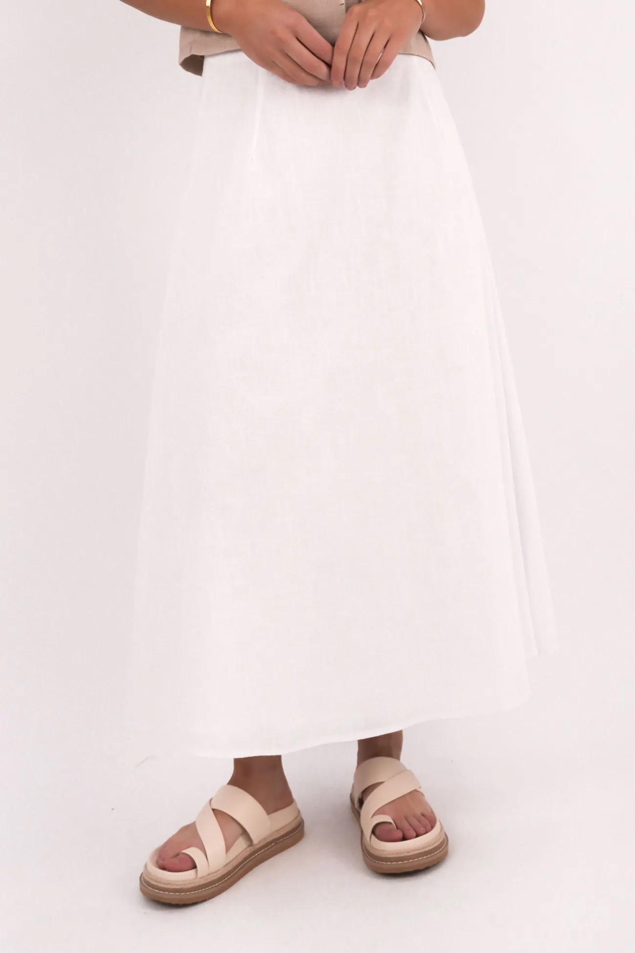 Essential Maxi Skirt White Chic Attire Silk Touch
