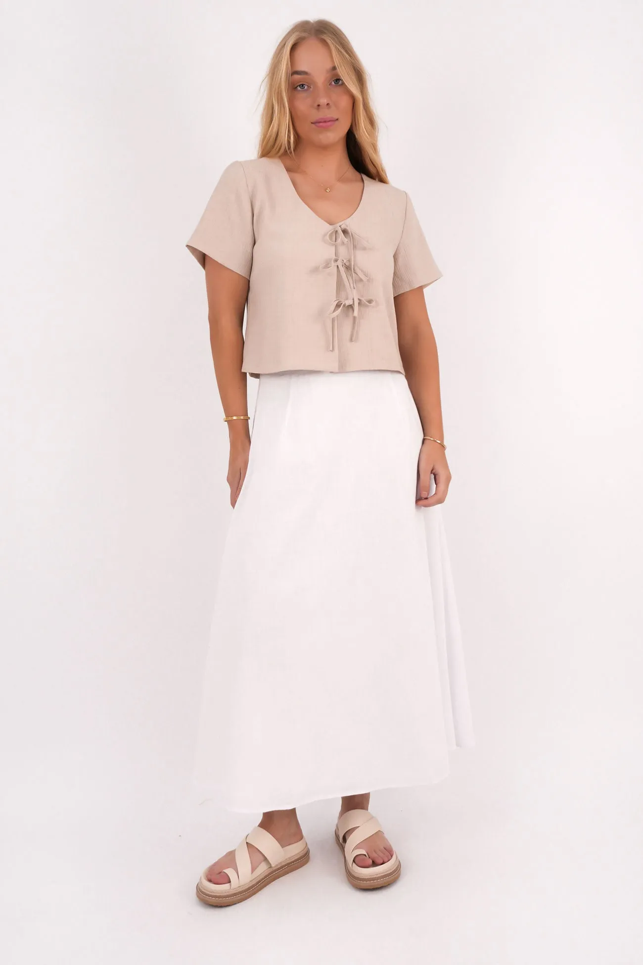 Essential Maxi Skirt White Fresh Texture
