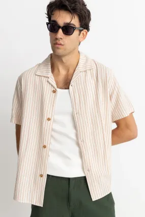High-Quality Fabric Vacation Stripe Short Sleeve Shirt Natural
